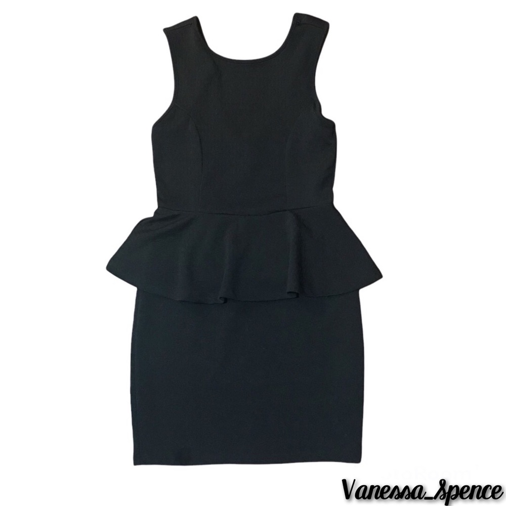 Seductions Black Mini Dress Sleeveless Peplum Small